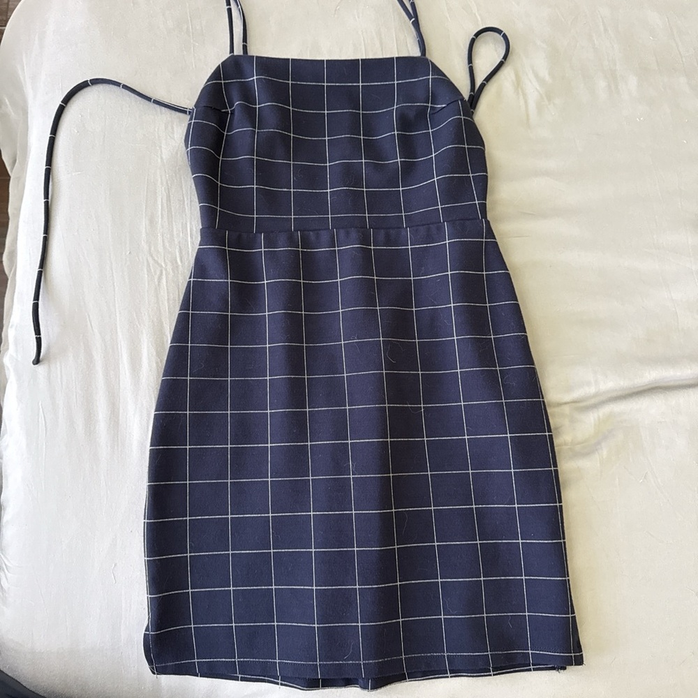Urban Outfitters Navy Grid Mini Dress